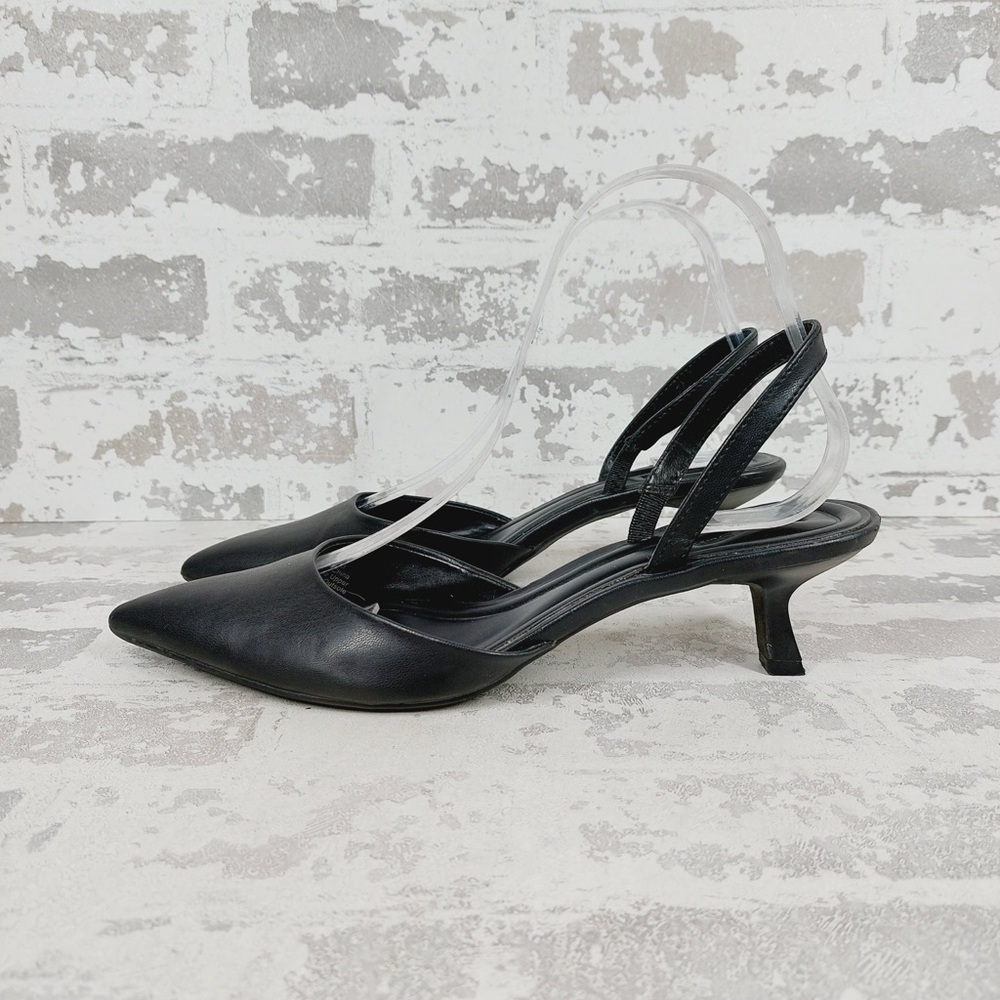 Open Edit Elegant Black Slingback Heels